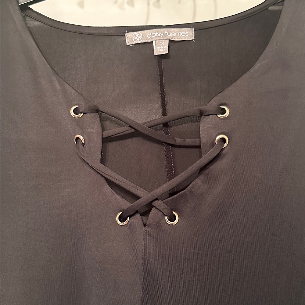 Black Lace-Up Long Sleeve Top - Picture 2 of 5